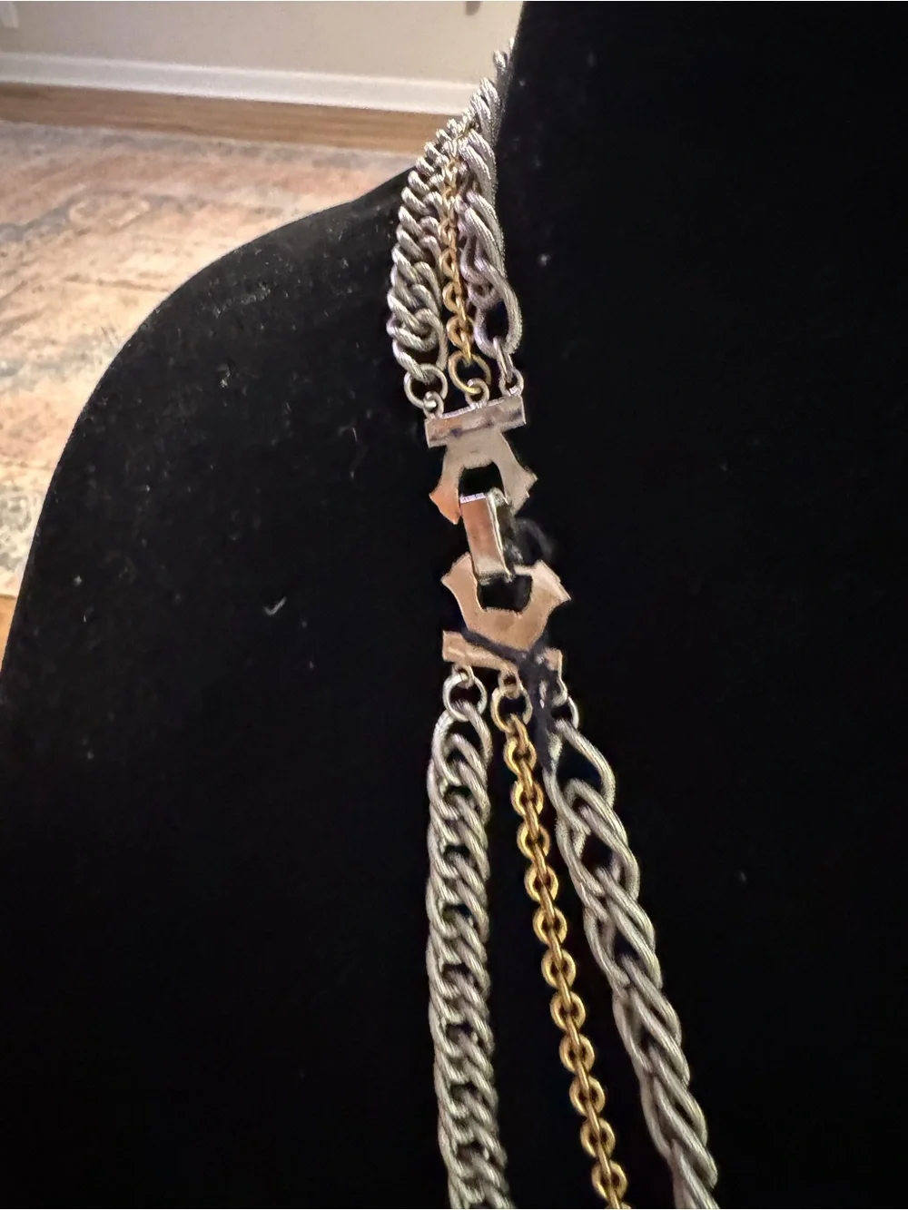 Layered Two-Tone Chain Necklace - Silver and Gold - Picture 2 of 2